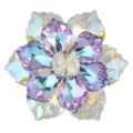 Variante de bouton de manchette fleur en cristal avec strass facettés multicolores élégants. - Violet Bleu Coloré
