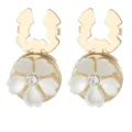 Gold flower cufflinks for men women, white floral crystal shirt cuff links business jewelry. - Heart Petal Cufflinks (B1657-1)