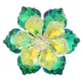 Luxe cristal fleur manchette mode haut de gamme collier fleur vêtements bouton de manchette - Vert Jaune Irisé