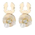 Gold crystal flower suit shirt cufflinks with white resin petals and sparkling rhinestones. - Gardenia Cufflinks (B1657-2)
