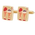 Gold-toned metal cufflinks featuring a cute ice cream enamel design for French dress shirts. - Ice Cream / Gold