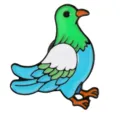 Cartoon peace pigeon enamel brooch pin, cute green and blue metal alloy badge accessory. - C3236-4