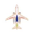 Metal airplane brooch enamel pin white and blue fighter jet badge backpack clothing accessory - C3553-5