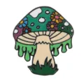Spilla smaltata fungo colorato carina badge in metallo cartone animato accessorio per borse moda. - Verde