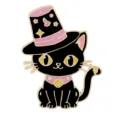 Cute cartoon black cat magician hat metal enamel brooch exquisite detail view accessory. - C3105-2