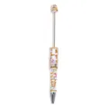 Christmas glitter pearl painted bead pen, cute holiday novelty ballpoint stationery gift. - 5 Pcs Set / White Beaded Style (SL67608.5)