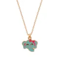 Leuke kinderketting met cartoon olifant hanger met kleurrijk emaille en gouden ketting. - Blauwe Olifant-stijl