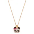Kinderen cartoon panda hanger ketting, schattige roze strik legering gouden ketting. - Cartoon stijl