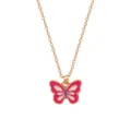 Goudkleurige ketting voor kinderen met een schattige roze emaille vlinderhanger. - Roze Wit Paars Vlinder Stijl