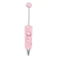 Charming pink DIY beaded pen decorated with polymer clay flowers rhinestones and pearls. - Pink Flower Style