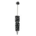Black camellia beaded ballpoint pen DIY fashion stationery cute writing pen for students - Black Floral Style