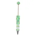Gradient glass beaded DIY pen with cute floral design, aesthetic green stationery gift for girls. - SL913010 Style