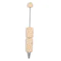 DIY beadable pen with champagne flower clay beads and rhinestones for creative crafting style. - Champagne Flower Style