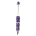 Resin flower beaded pen with colorful crystal rhinestones, cute DIY decorative gift pen. - Deep purple