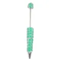 Cute resin flower beaded pen in green, stylish DIY decorative ballpoint pen gift. - Aqua Green