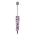Resin flower beaded ballpoint pen, stylish DIY novelty stationery gift for office and school use. - Light Purple