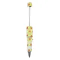 Handmade DIY beaded ballpoint pen with yellow floral glass beads and sparkling crystal stones. - SL919010 Style