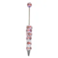 Handmade DIY beaded ballpoint pen with sparkling rhinestones, flower decor and top bead. - SL921010 Style