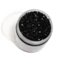 Black resin flatback rhinestones in clear jar for nail art and DIY diamond painting crafts. - Black AB