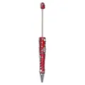 Christmas beaded ballpoint pen red glitter pearl painted festive stationery office supply - 5 Pcs Set / Red Snowflake Style (SL65908.5)