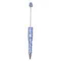 Christmas decorative ballpoint pen with glitter pearls and festive tree top design for gifts. - 5 Pcs Set / Blue Christmas Style (SL66008.5)