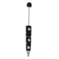 Black beaded daisy ballpoint pen with rhinestone flower design and silver metal tip variant - Black