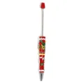 Christmas novelty ballpoint pen with cute resin painted holiday charms and metallic tip. - Red Bell Candy Cane Style (CT034008.5)