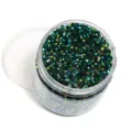 Green resin flatback rhinestones jar for nail art DIY crafts and diamond painting. - Dark Green AB