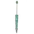 Green glitter rhinestone Christmas beadable ballpoint pen with festive holiday patterns. - 5 Pcs Set / Green Christmas Style (SL645008.5)