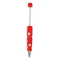 Handmade red daisy beaded ballpoint pen with vibrant floral rhinestone design, stylish. - Red