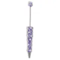 DIY Perlen Kugelschreiber lila Strass Perle Dreh Stift Mode Schreibwaren Artikel Neu OVP - 5er Set / Dunkellila