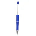 Blue DIY beadable pen with metal rod for custom bead crafting and creative stationery. - Blue Electroplated Style (CZB106038-3)