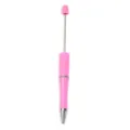 Bolígrafo de cuentas DIY con cuerpo de plástico rosa y varilla de metal para abalorios. - Estilo Rosa (CZB106038-22)