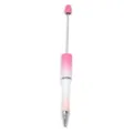 Bolígrafo de cuentas DIY, cuerpo de plástico degradado rosa y blanco con varilla de metal. - Estilo Degradado Rosa Blanco (CZB106038-48)