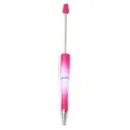 Bolígrafo de cuentas DIY de plástico con degradado rosa y blanco y varilla metálica - Estilo Degradado Tricolor (CZB106038-68)