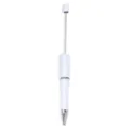 Boligrafo de cuentas DIY de plastico con varilla metalica fina para manualidades. - Estilo Blanco (CZB106038-69)