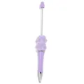 Purple DIY beadable pen with resin rose and pearl charm, metal rod beadable ballpoint pen. - Candy Light Purple