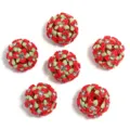 Colorful resin rhinestone flower beads acrylic floral sphere charm for DIY phone chain and crafts - 22mm / Red Flowers Green Leaves