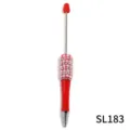 DIY beaded ballpoint pen with pink pearls rhinestones and red handle for creative crafts. - Handmade Beaded Pen Style (SL183) / Fluorescent Red