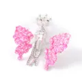 Pink rhinestone butterfly phone charm DIY accessory with silver crown pendant and sparkling crystals. - Deep Pink
