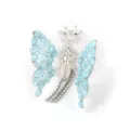 Blue rhinestone butterfly DIY craft accessory with crown and dangling crystal strands. - Sky Blue