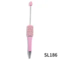 DIY beadable ballpoint pen with pink pearls and rhinestones, stylish rotating design. - Handmade Beaded Pen Style (SL186) / Candy Light Pink