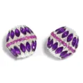 Alloy hollow crystal ball charm with purple marquise and pink rhinestones for DIY jewelry making - 17x19mm / Deep purple