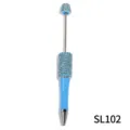 Light blue rhinestone DIY beadable pen with crystal bling barrel and metal rod for crafts. - Light Blue Style (SL102)