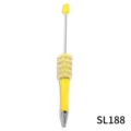 DIY beaded rhinestone ballpoint pen yellow pearl decorative creative craft writing pen tool - New Lemon Yellow