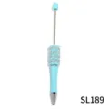 Light blue DIY beaded ballpoint pen with pearl rhinestone chains and metal rod, SKU variant. - Candy Light Blue