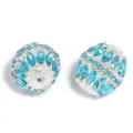 Blue rhinestone alloy hollow bead DIY jewelry accessory, perfect for necklaces & chains. - 17x19mm / Blue
