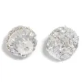 Silver tone alloy rhinestone spherical DIY charm bead for necklace and phone chain accessories. - 17x19mm / White