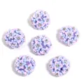 Resin rhinestone flower beads colorful acrylic spherical charms for DIY phone chain accessories - 22mm / Pink Flower Blue Leaf