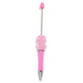Boligrafo con cuentas DIY con perlas de rosa de resina rosa y varilla metalica manual - Rosa Nuevo